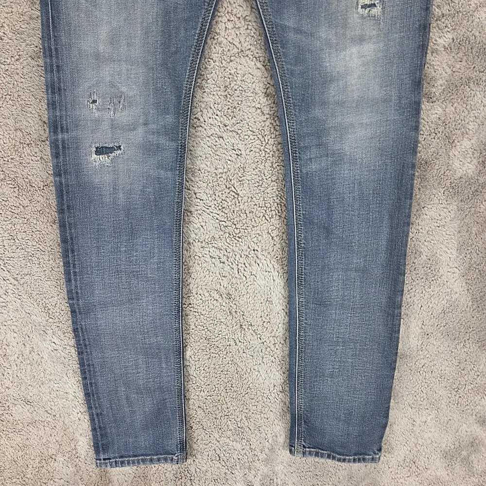 Diesel Jeans Mens 31x32 Blue Tepphar Slim Carrot Button Fly Distressed 0860K